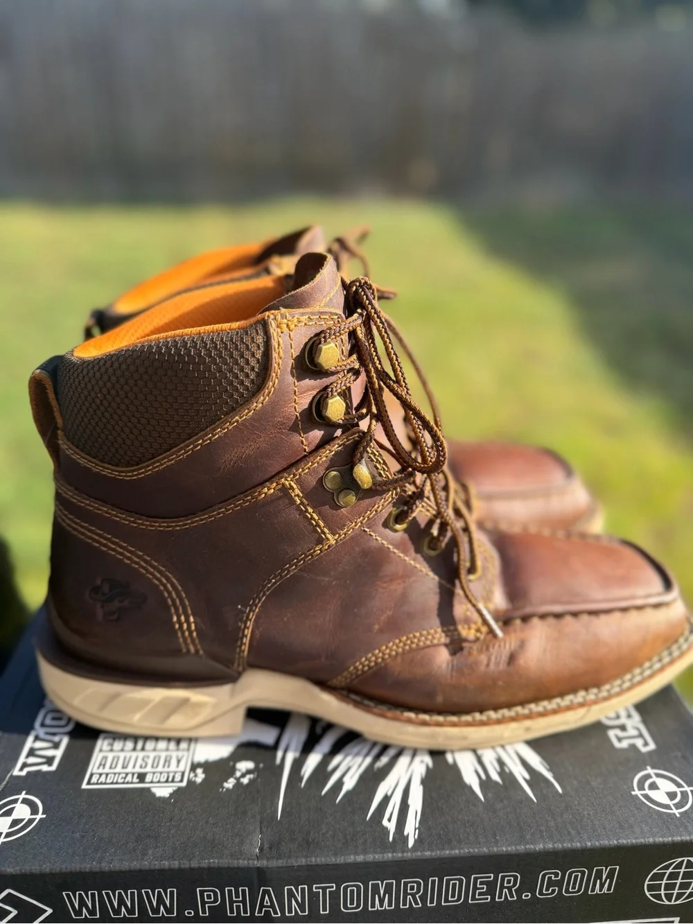 Phantom Rider DH5375 Men’s Brown Leather Work Boots Size 10D